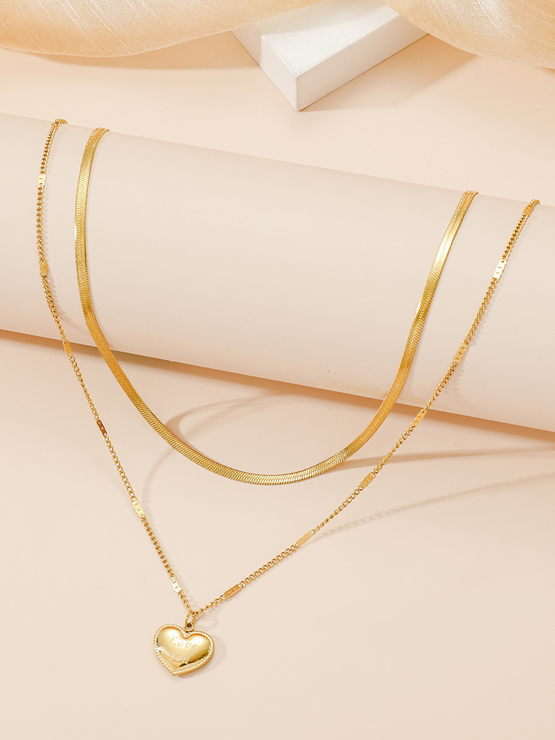Street Occasion 304 Stainless Steel Material Heart Shape Pattern Wholesale Jewelry Sweet Heart Shape 304 Stainless Steel 18K Gold Plated Plating Pendant Necklace