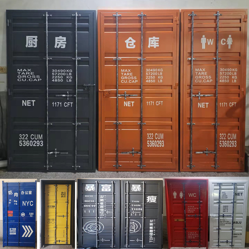 Industrial style retro barn door iron bathroom door bar container box door restaurant American closed door Industrial style retro barn door iron bathroom door bar container box door restaurant American closed door