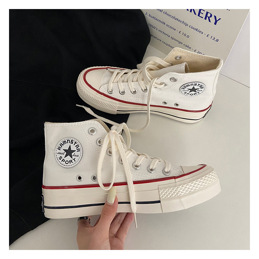 High-Top-Schuhe mit dicken Sohlen, klassische Canvas-Schuhe für Damen, Ulzzang Hong Kong-Stil, vielseitige 2022 neue koreanische Version von Schuhen_voghion.com
