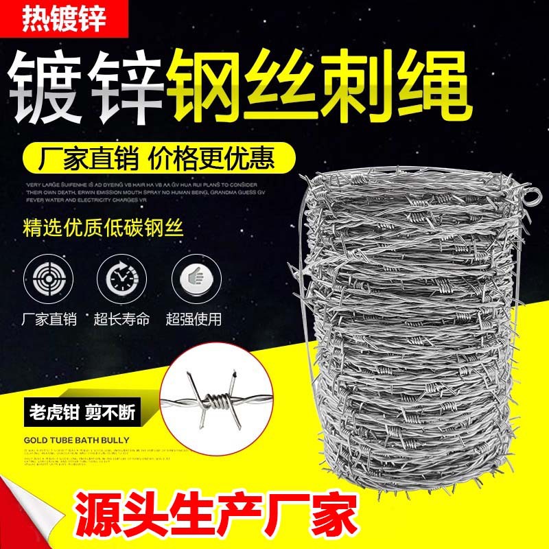 防盗刺绳铁丝网铁蒺藜加密带刺防爬刺钉护栏网钢丝带刺铁刺刺线丝