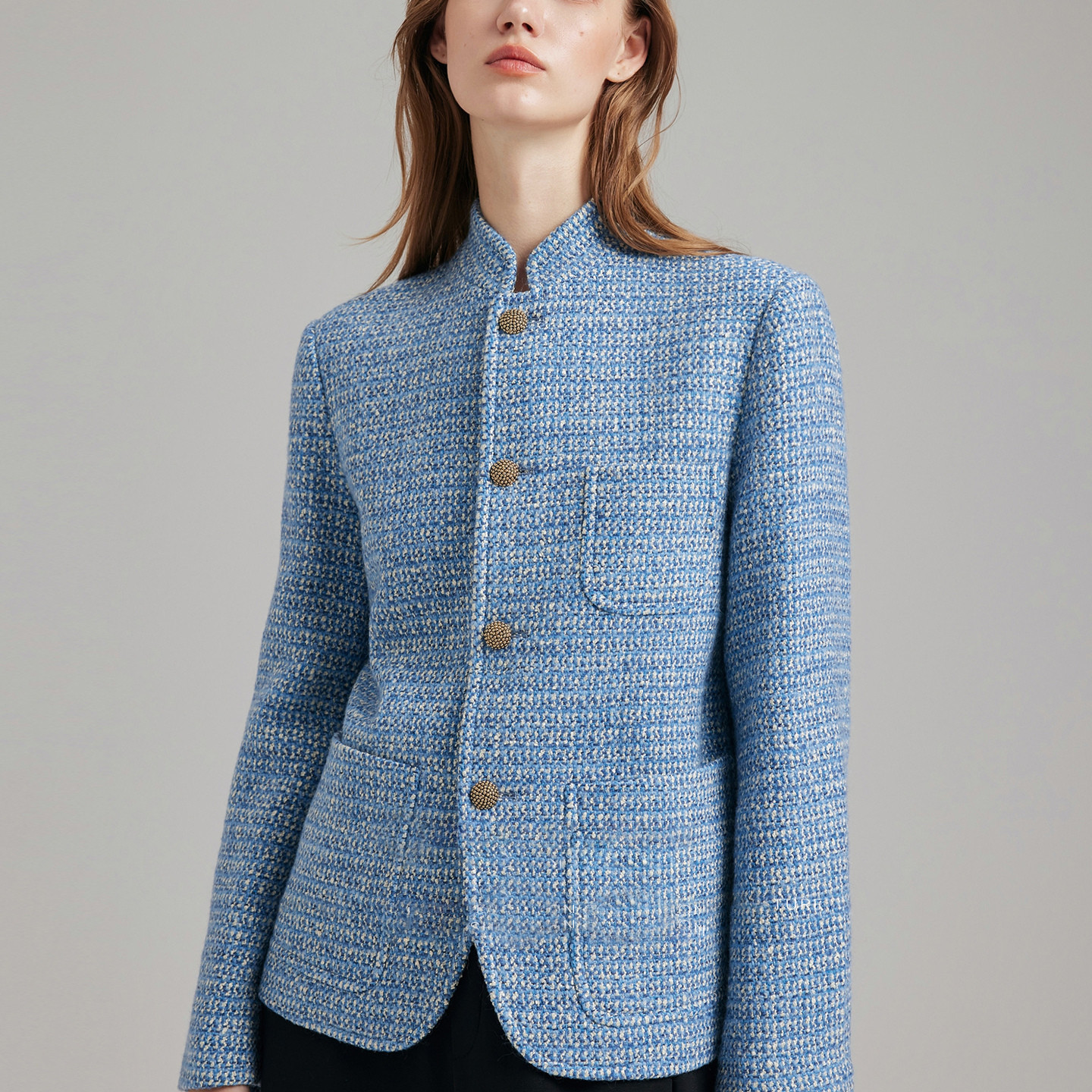 Italian Old Money L*P Fabric Wool Tweed Chinese Style Jacket Suit for Women