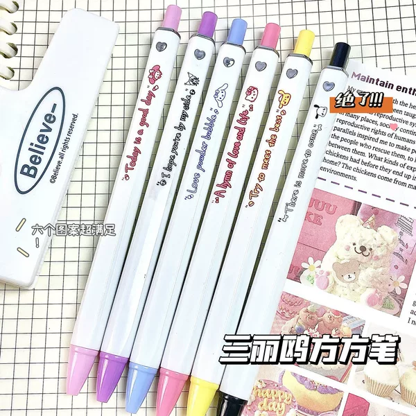 Sanrio Press Gel Pen I Heart Square Pen Ns High-Value Brush Pen Student Exam Office Signature Pen