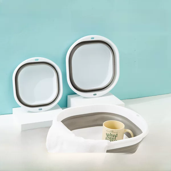 Folding Basin Portable Silicone Foldable Washbasin Vegetable Washing Basin Student Dormitory Plastic Foot Washing Basin Multi-use