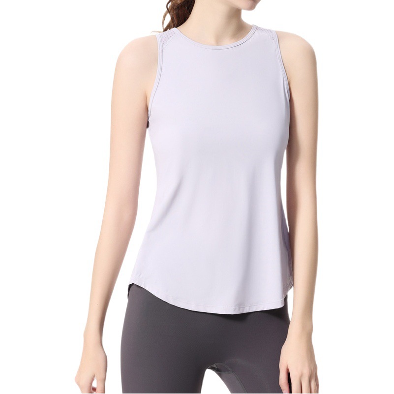 lu Summer Sports Vest Women's Loose Hip Covering Fitness Sleeveless Blouse Slimming Quick-drying T-shirt Running Training Top