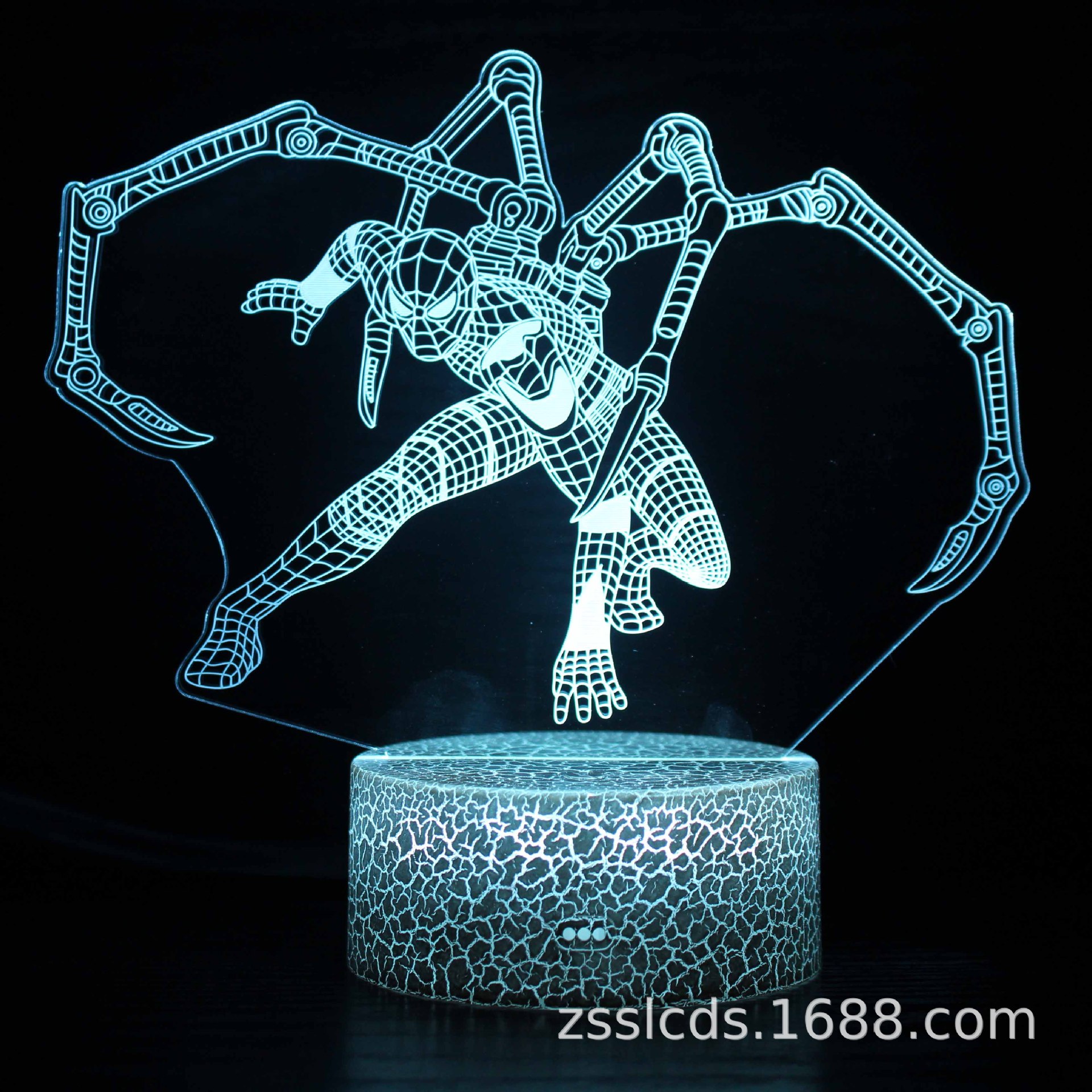 Cruz-frontera Spider-Man serie 3D noche luz creativa USB plug-in colorido noche luz al por mayor LED lámpara de mesa de regalo