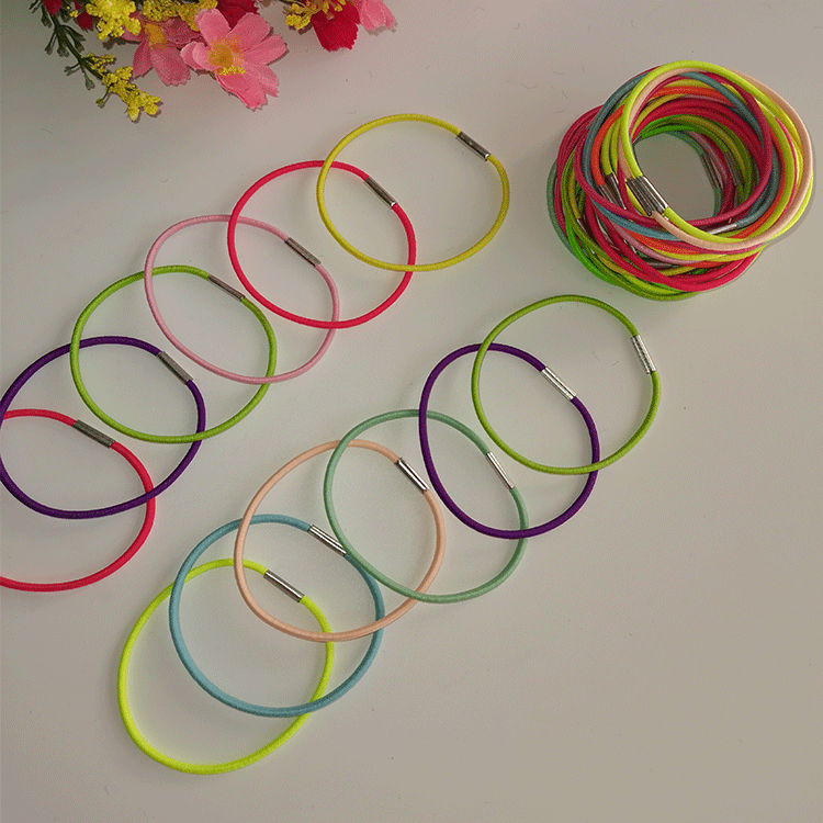 Factory spot 2mm color playing horse buckle rubber band rubber band head flower hair bundle DIY rubber band hair band