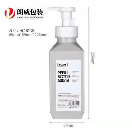 HDPE botella de espuma cuadrada desinfectante de manos botella de gel de ducha botella cosmética botella de espuma de limpieza