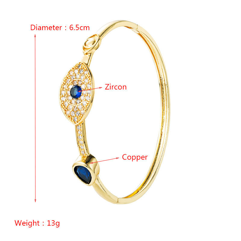 Devilu0027s Eye Series Retro Hip Hop Copper Plated Real Gold Inlaid Zircon Bracelet I