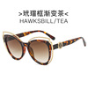 Fashionable sunglasses, metal decorations, trend glasses solar-powered, European style, cat's eye