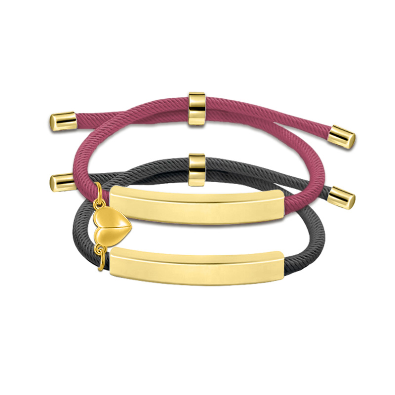 22g Weight Bracelets Classification rope Chain Material Woven Chain Chain Type 1 Pair Quantity Daily Occasion 201 Stainless Steel, rope Material Geometric, Customization Laser Engraving, Heart Shape Pattern Unisex Gender Plating Design Simple Style Style Simple Style Geometric Customization Laser Engraving Heart Shape 201 Stainless Steel Rope Woven Chain String Bracelets Wholesale 12