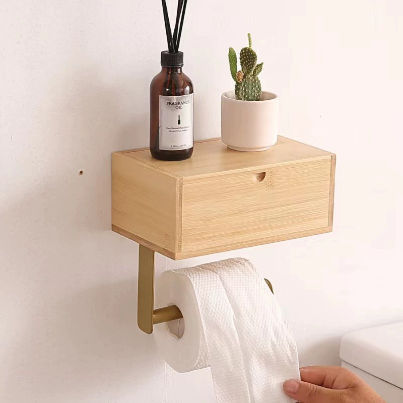 Креативный бамбуковый держатель рулона бумаги коробка туалетной бумаги простой флип ящик для хранения Настенный многофункциональный держатель для салфеток