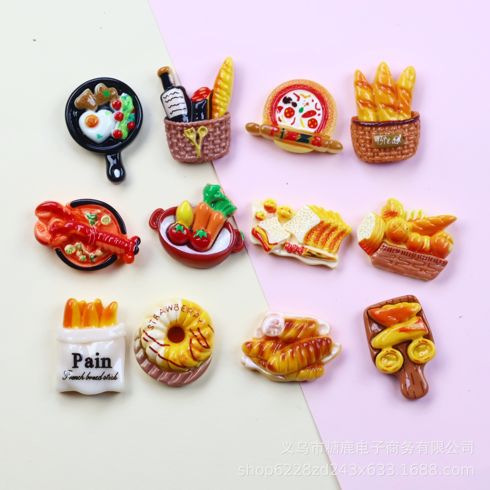 西餐十二款平替食玩树脂配件冰箱贴奶油胶diy发夹手机壳发夹材料