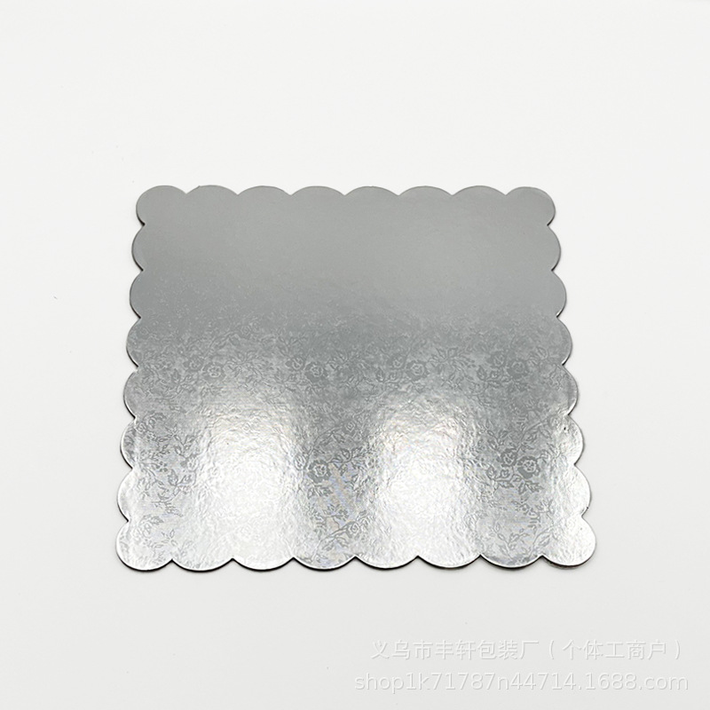 Base de pastel de papel engrosado cuadrado almohadilla bandeja de pastel plateada mousse de cumpleaños pastel de flip 2mm bandeja