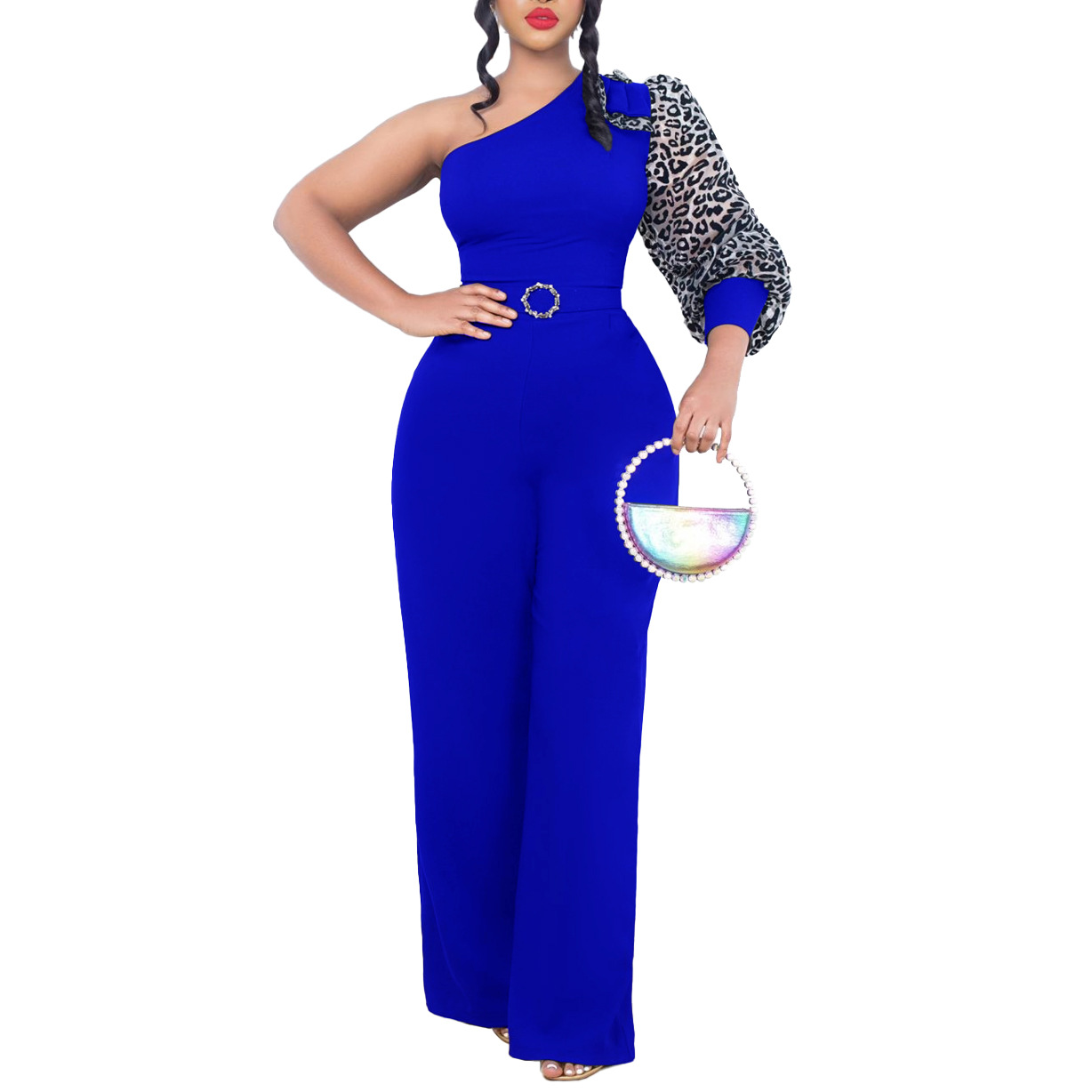 Women's Jumpsuits Rompers One Shoulder High Waist Wide Leg Elegant_voghion.com