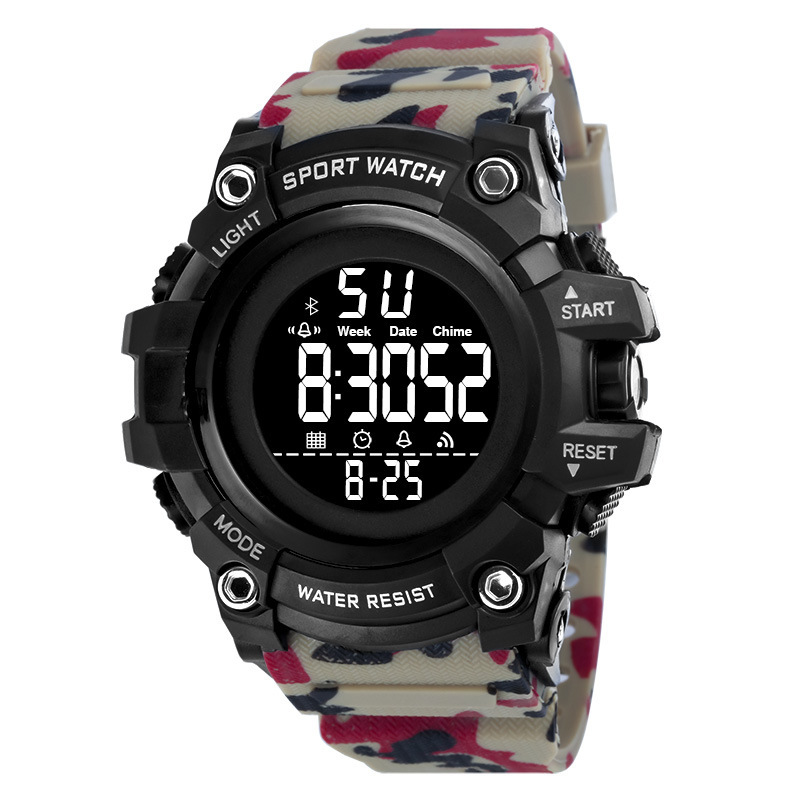 Nuevos hombres de Montañismo al aire libre multi-función luminosa LED reloj militar camuflaje alarma temporización reloj electrónico