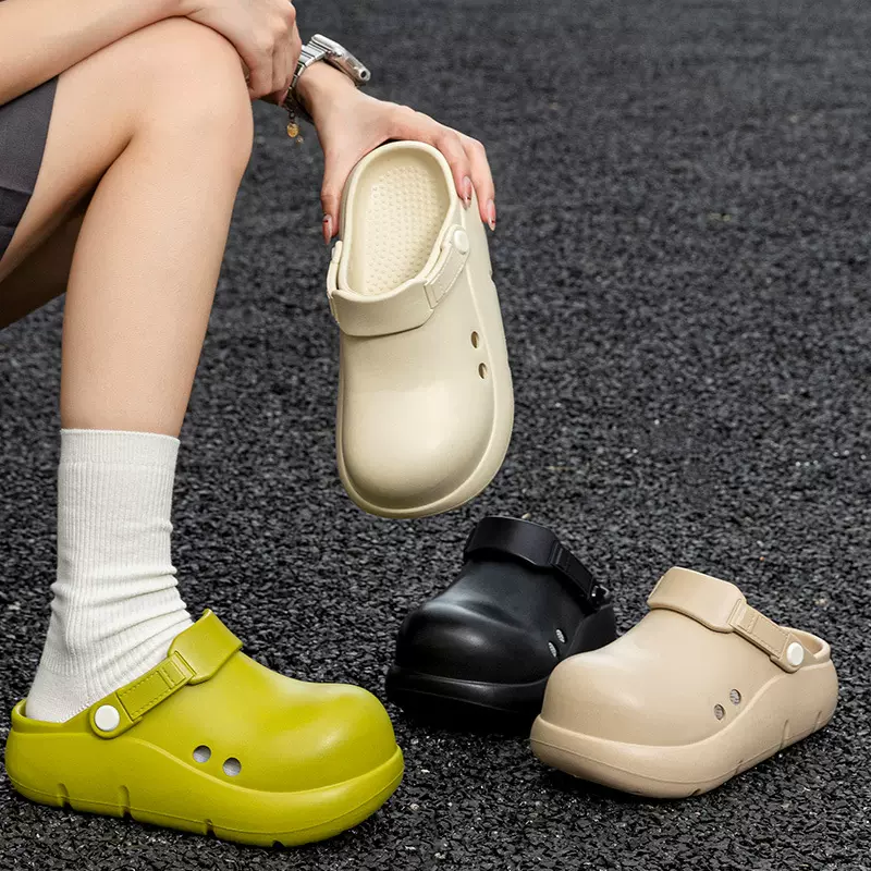 范丞丞同款小丑鞋洞洞鞋男女款2026新款夏季厚底增高外穿包头拖鞋