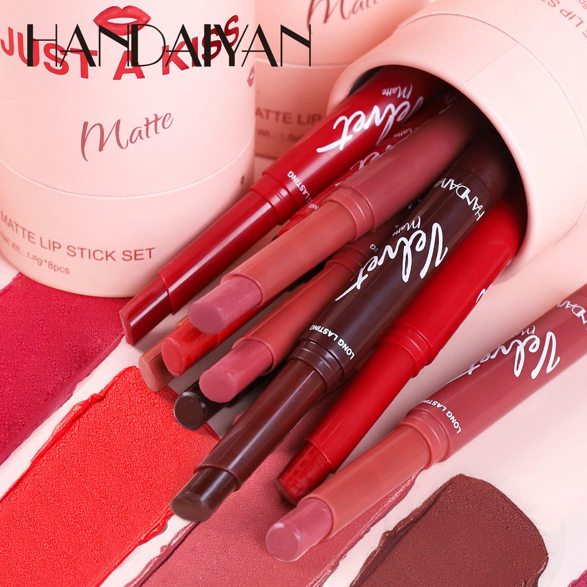 Handaiyan Han Daiyan transfronterizo fácil de color de terciopelo mate lápiz labial tubo traje elegante Lápiz labial hidratante Lápiz labial