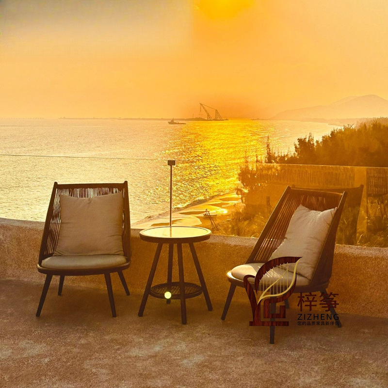 Balcony Small Table and Chair Rattan Chair Three-Piece Combination Set Outdoor Tea Table and Chair Balcony Tea Table and Chair Combination Leisure