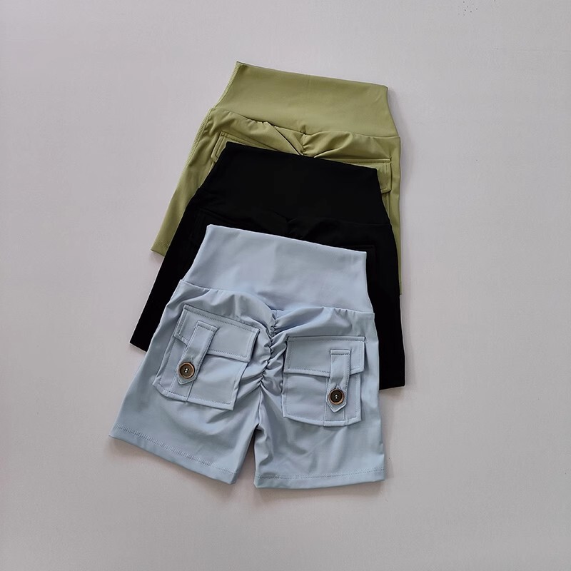 Pocket Peach Hip Sports Three-point Pants Women's Hip Tight Yoga Shorts Breathable Quick-drying Running Fitness Hot Pants