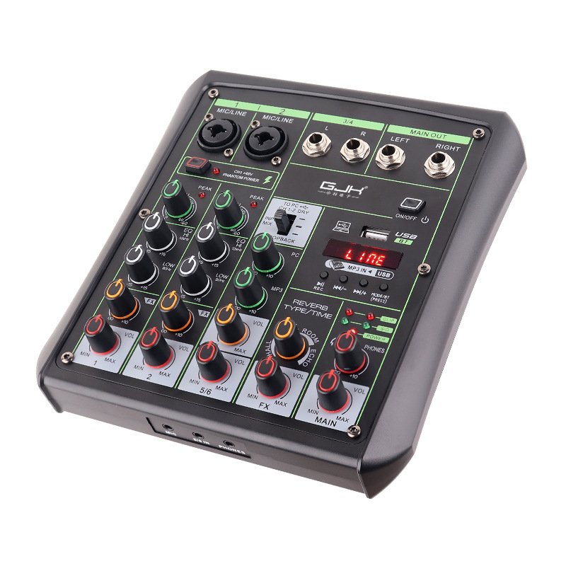 라이브 녹음 믹서 분할 트랙 녹음 4 방향 OTG 디지털 소형 색소폰 믹서 사운드 카드 올인원 머신