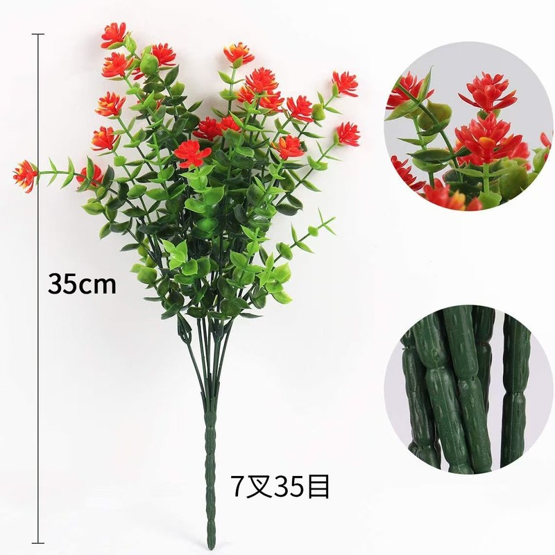 仿真花尤加利茶花户外橱窗植物园林婚庆路引屏风隔断装饰塑料花|undefined