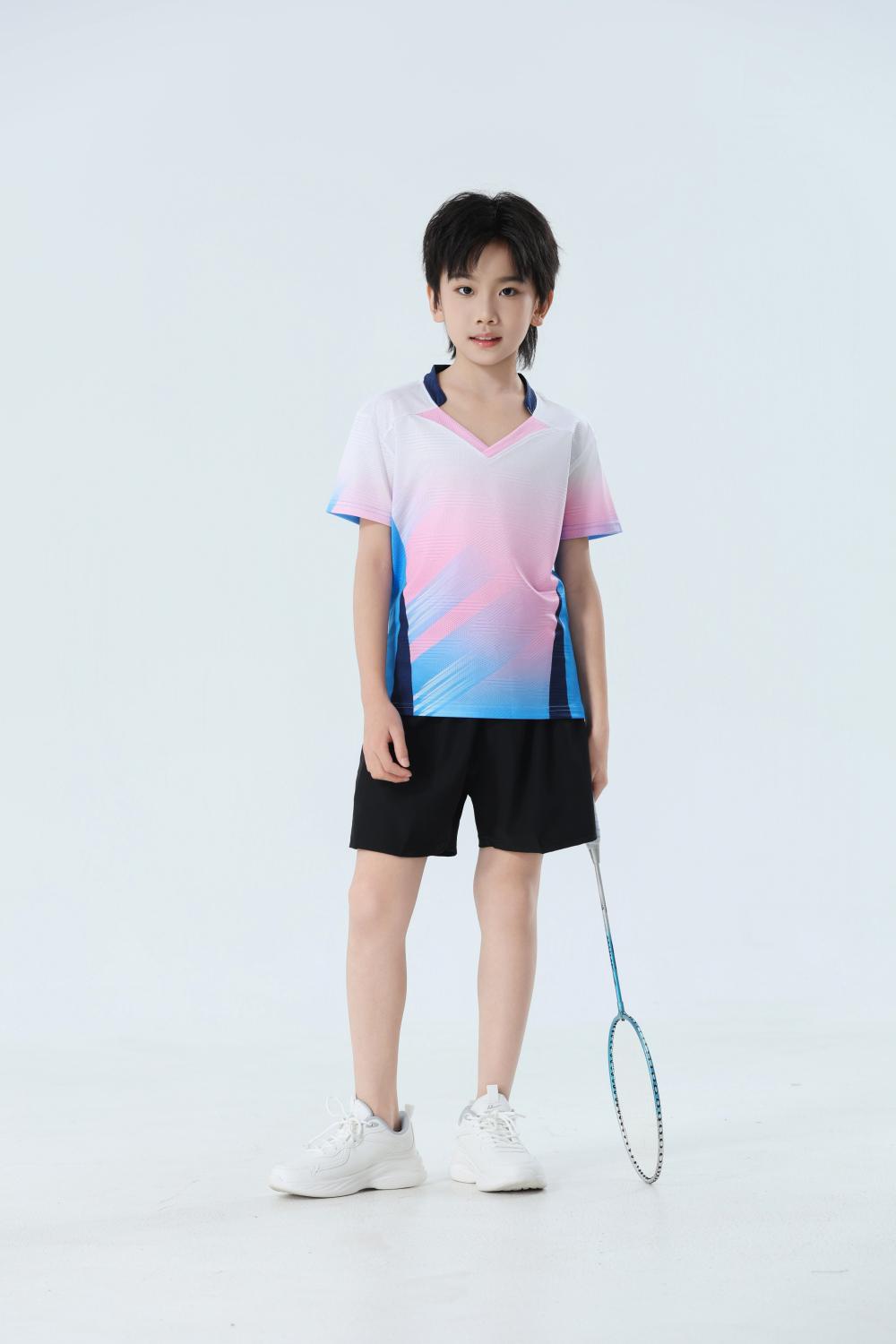 Nuevo set de bádminton transpirable de secado rápido hombre y mujer V-collar chaqueta deportiva para niños adultos con impresión personalizada image 16