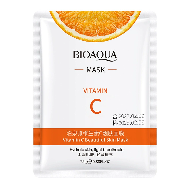 Маска для лица с витамином C (BIOAQUA), 25 г тканевая маска — увлажнение, осветление, одноразовая