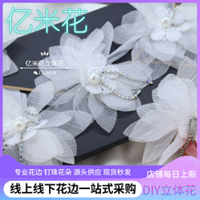 DIY手工浪漫薄纱立体花朵镶钻 服装装饰花边 洛丽塔童装刺绣花朵