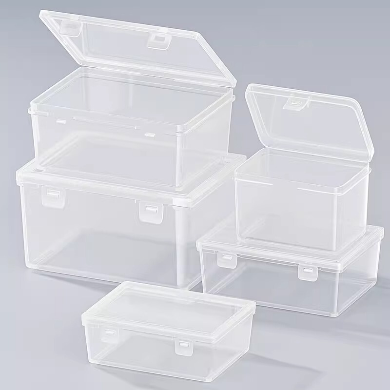 Small Storage Box with Lid Flip Plastic Dustproof Stationery Card Data Cable Storage Sundries Transparent Small Box