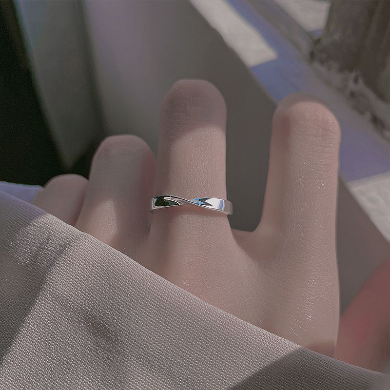 S925 Sterling Silver Möbius Ring For Women Open Adjustable Band_voghion.com