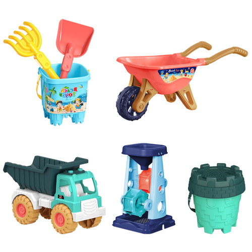 Children's beach toy car set baby shovel beach digging sand play sand tool shovel and bucket hourglass sand pool