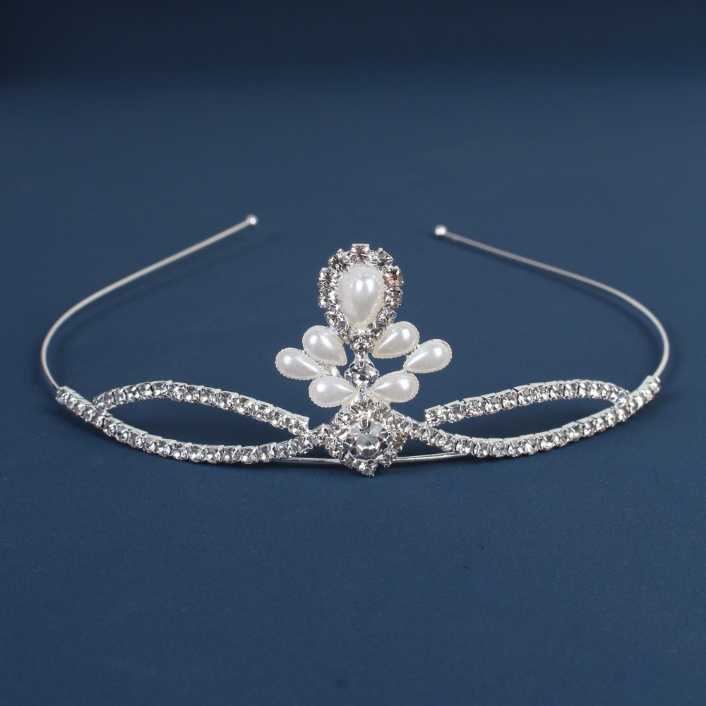 Comercio exterior transfronterizo, novia infantil, cobre, bolsa de cuatro garras, corona de diamantes, diadema, diamantes de imitación simples, actuación de cumpleaños, tocado, corona pequeña