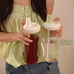 2025 新しい大容量高ホウケイ酸ジュースミルクティーガラス水カップ女の子太いストロー卸売カスタマイズ