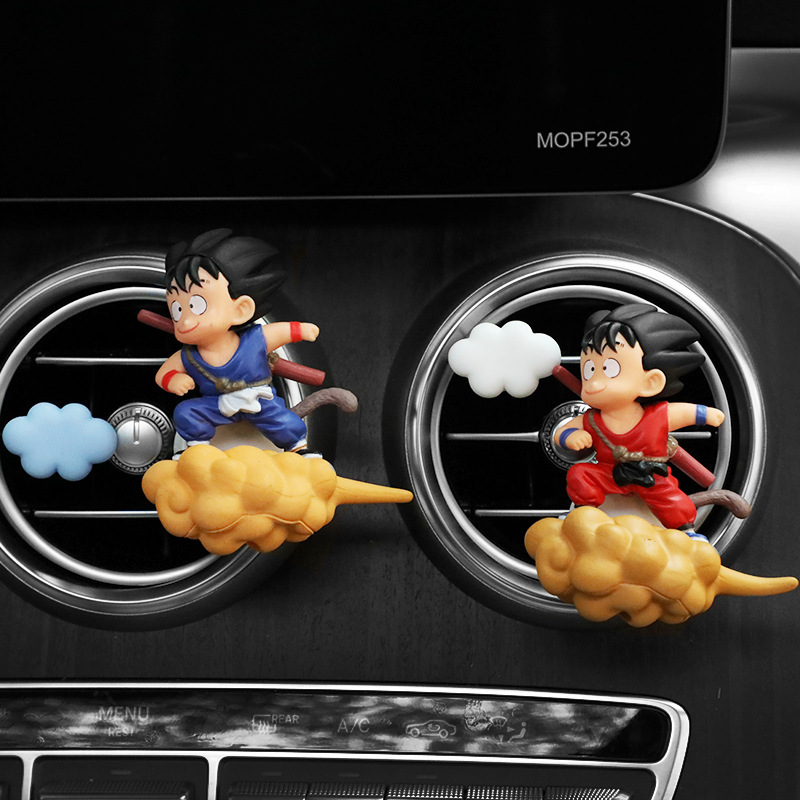 Creativo Dragon Ball Flying Wukong Car Perfume Clip de salida de aire de coche Adornos de aromaterapia Lindas decoraciones de coche