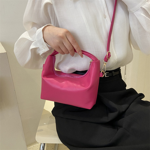 Simple solid color Korean style handbag for women  new summer trendy one-shoulder crossbody bag small fresh dumpling bag