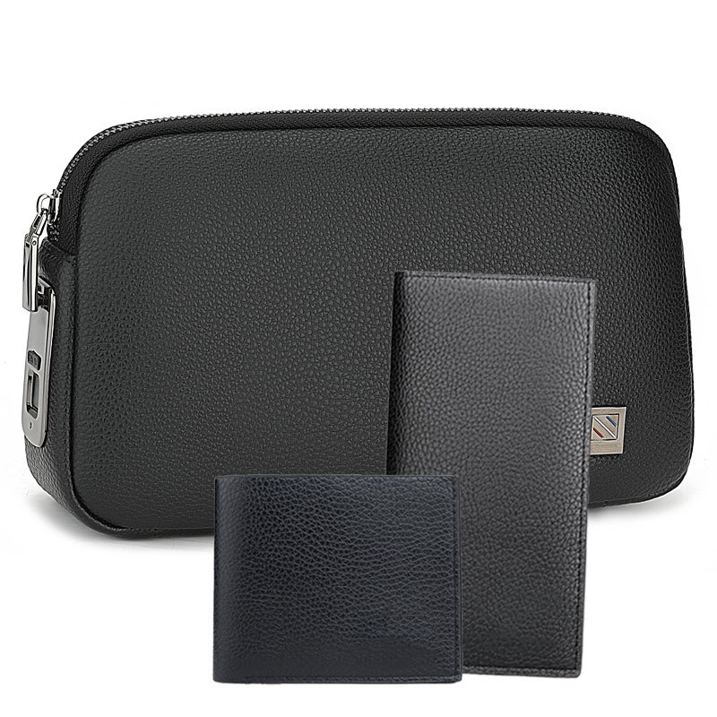 블랙 지문 잠금 핸드백 3종 세트