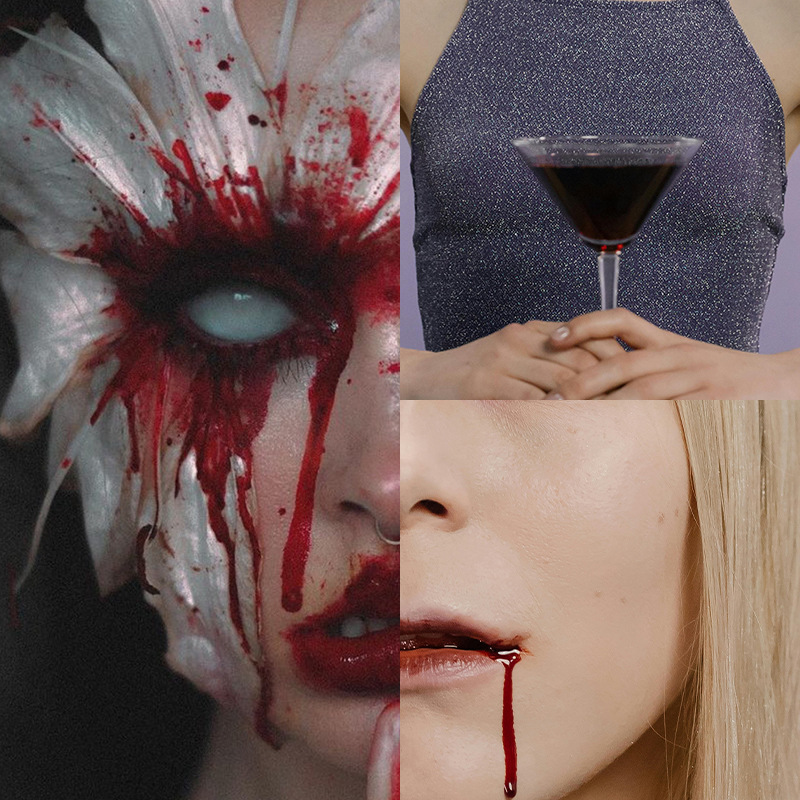 Halloween sangre falsa bolsa de sangre cos props vampiros zombis sangre plasma realista props vomitar sangre