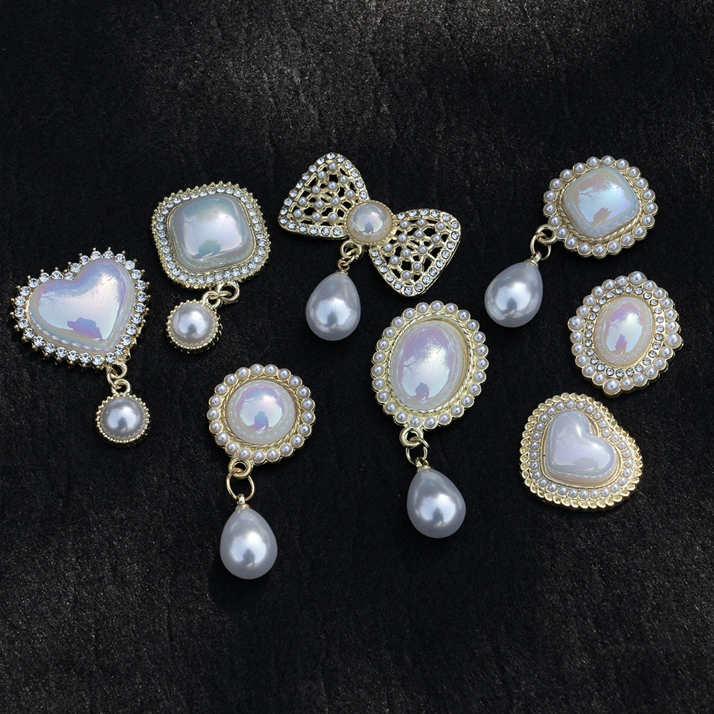 Metal accessory pearl, pendant with bow, DIY