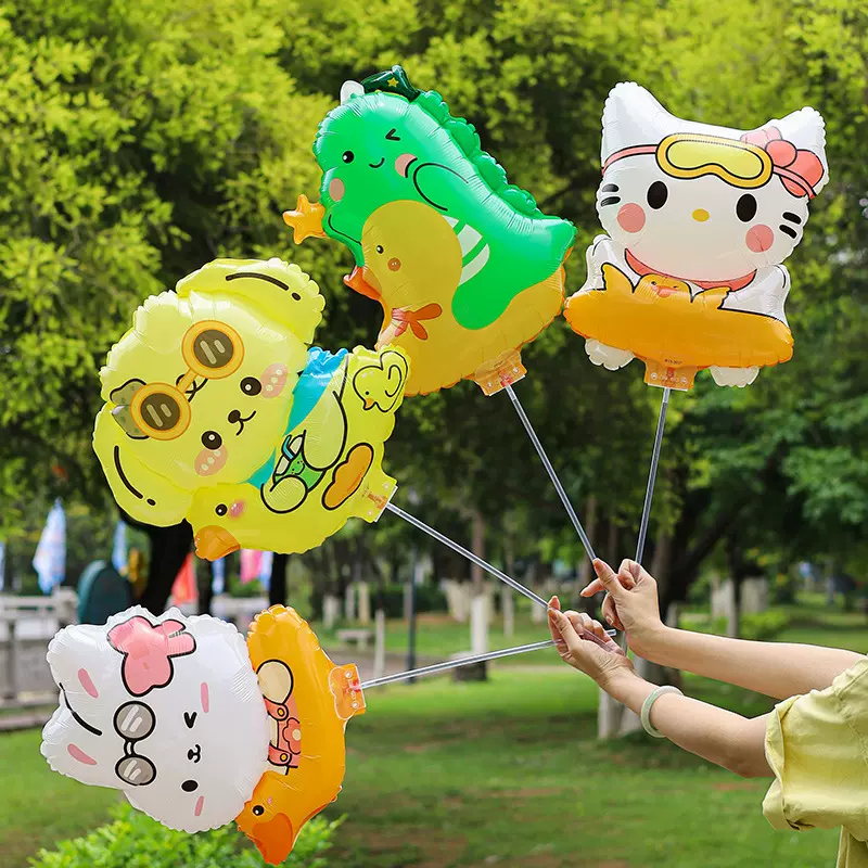 夏日可爱卡通游泳圈造型夹片手持打击棒地推小礼品儿童生日气球