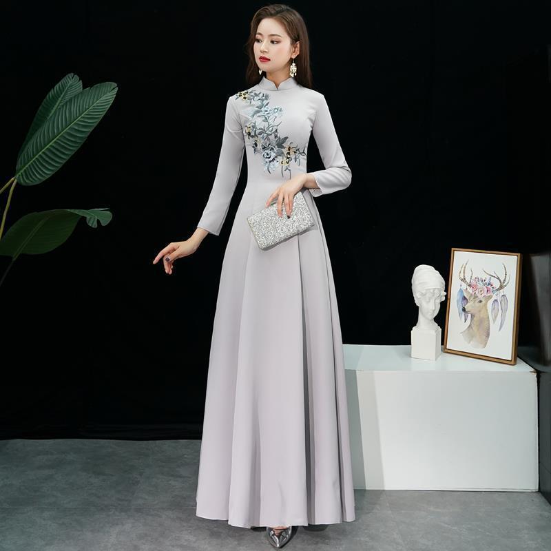 Cheongsam con bordado elaborado, nuevo estilo 2025, falda larga elegante y graciosa, cheongsam con dobladillo grande bordado por encima de la rodilla image 7