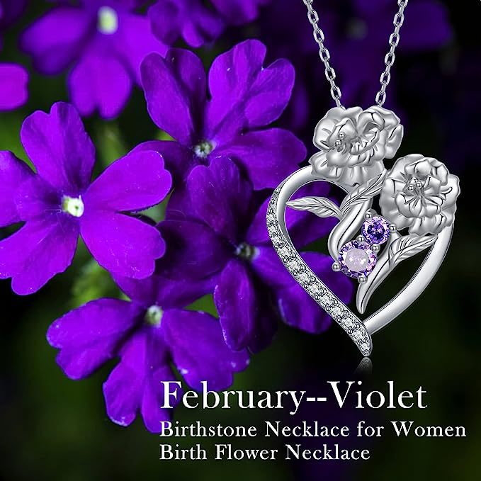Prodotto nuovo e di tendenza, collana con ciondolo a forma di cuore con fiore di cristallo viola, semplice e bella, gioielli da donna_voghion.com