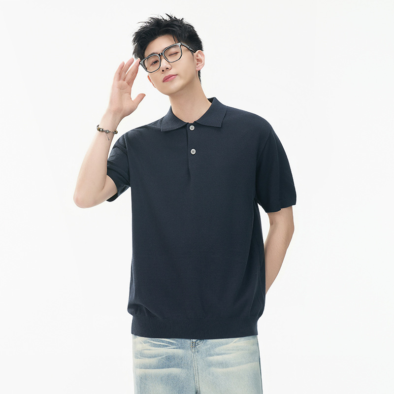 ZF8101-MM老钱风翻领针织短袖男夏季极简T恤百搭休闲上olo衫,男装针织衫/毛衣,星座614