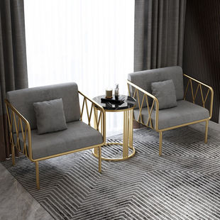 Modern Simple Light Luxury Golden Iron Sofa Clothing Store Internet Celebrity Single Sofa Chair Living Room Sofa Coffee Table Combination