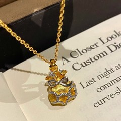 纯银S925拉丝工艺金银分色电镀福袋钱袋子项链小众设计轻奢高级感