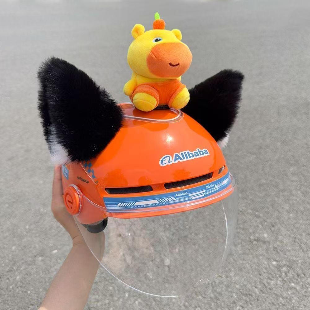 Motorcycle helmet decoration cute cartoon doll cat ear accessory for children's riding sun protection hat decoration