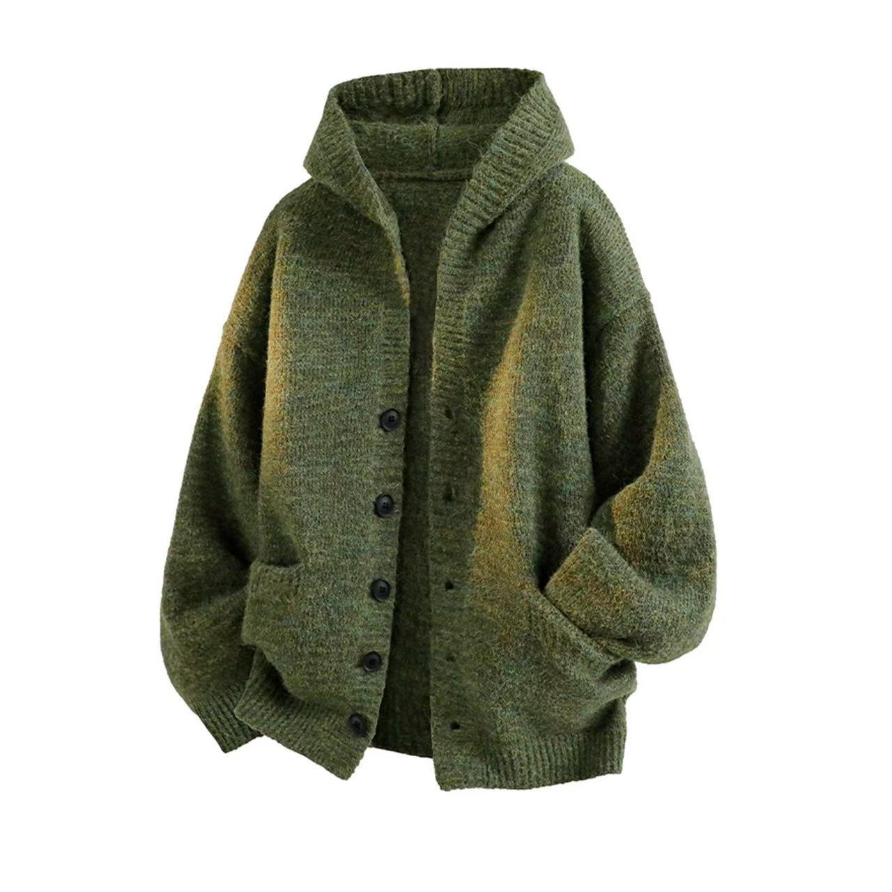Dicker Oversized Strickcardigan Für Herren Mit Kapuze Winter_voghion.com