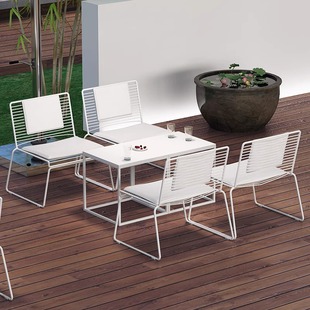 Leisure Outdoor Table and Chair Milk Tea Shop Courtyard Personalized Iron Grid Dining Chair Balcony Terrace Coffee Table Ornaments Can be Set
