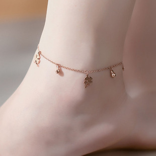 Simple Fashion Flower Bell Titanium Steel Anklet Women's Summer All-match 18k Rose Gold Internet Celebrity Light Luxury Anklet Jewelry