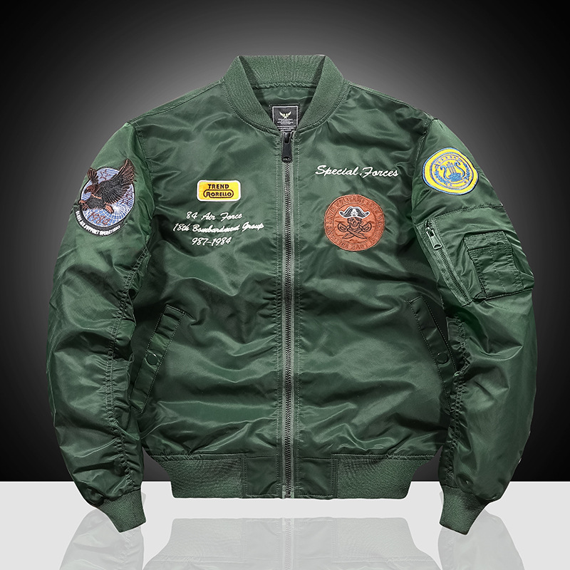 Cross-border Jacket Male 2021 spring and autumn Amazon Flight suit Easy Embroidery Solid mlb Europe and America coat