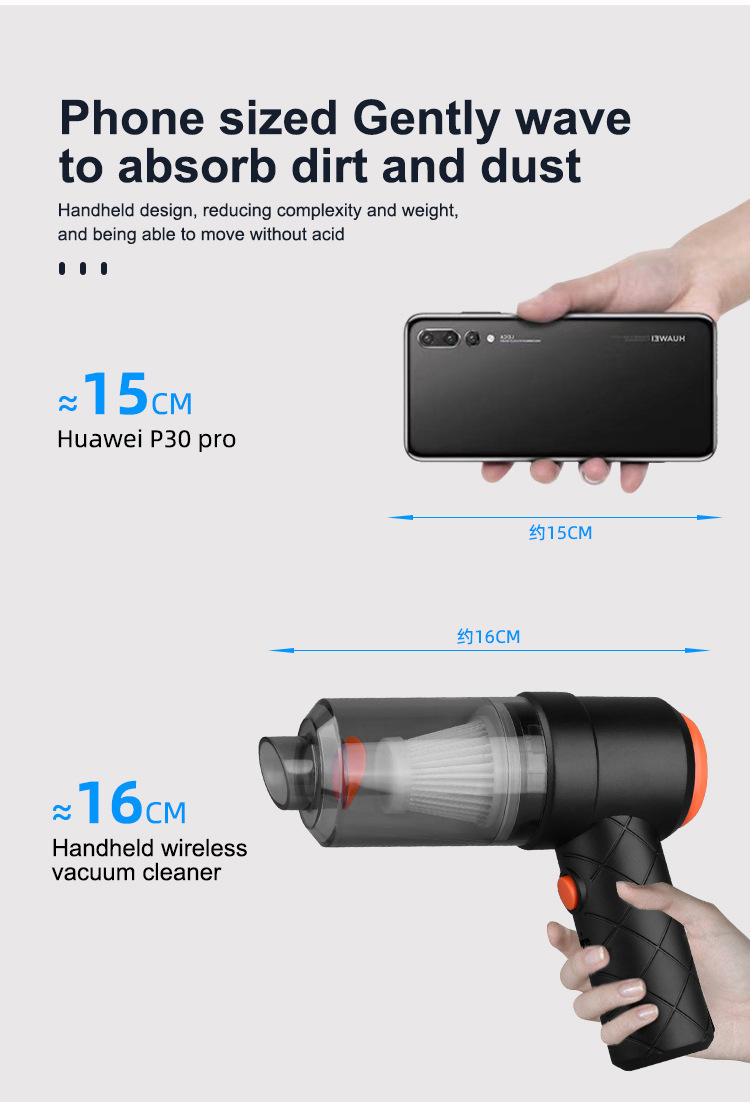 Cross-border car vacuum cleaner suction and blowing integrated dual-use wireless super suction handheld high-power rechargeable dust blower